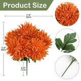 Orange Artificial Mums For Outdoors Fall Fake Mums Bush 5 Heads Silk Chrysanthemum Flowers Bouquets Autumn Faux Spider Mum Flower Large Floral Arrangements Fall Decorations For Home