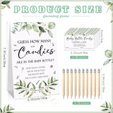 62 Pcs Baby Shower Games Guess How Many Candies Are In The Jar Sign 50 Small Guessing Games 10 Hb Pencils And 1000 Ml Milk Bottle For Baby Shower Gender Reveal Party(Fresh Color,Plant)