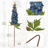 3Pack Artificial Delphinium Flowers – 36.2In Tall Faux Larkspur Silk Floral Stems Blue Fake Delphinium Flower For Indoor Home Decor Vase Arrangements