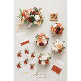 Wedding Artificial Flowers Package, Bridal Bouquet, Bridesmaid Bouquets, Boutonniere For Men, Rose Petals.Terracotta Orange