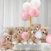 106 Pcs Bear Baby Shower Decoration For Boy Or Girl, 6 Pcs Bears Stuffed Animal With 100 Pcs Latex Balloons For Kids Birthday Baby Shower Wedding Engagement Christmas Party Decor(White, Pink)