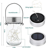 6 Pack Hanging Mason Jar Solar Lights 30 LED Waterproof Outdoor Lanterns with Jars