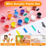 30 Pack Mini Acrylic Paint, 30Pcs 12 Color Washable Acrylic Paint Strips, 30 Flat And 30 Pointed Brushes, Great For Birthday Party Favors Home Painting Arts And Crafts Supplies