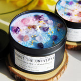 Crystal Healing Candles Manifestation Candle Magic Gift Spiritual Energy Chakra Desires Law Of Attraction Handmade Soy Wax With Rose Quartz Amethyst Trust The Universe