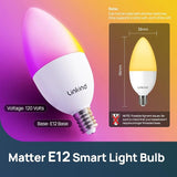 E12 LED Light Bulbs 6 Pack Smart Candelabra Color Changing Bulbs for Home Lighting