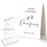 Guess How Many Pacifier Baby Shower Game, Baby Shower Decorations, 50 Guess How Many Game Cards & 1 Standing Sign, Guessing Games For Gender Reveal Party & More, 14