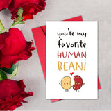 Pun Valentines Day Card For Men, Funny Valentine’S Day Card For Husband Boyfriend Him, Comes With Red Envelope And Gold Sticker, Human Bean
