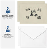 Gift Card, Fun Surprise Greeting Card, Oh Ship! You'Re Going On A Cruise, Ideal For Vacation Announcement, Bon Voyage Gift, 2-Pack