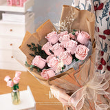 Pink Roses Bouquet Building Set-12Pack,Artificial Flowers Botanical For Diy Artificial Flower Decoration.Retro Plant Series Home Decoration, Romantic Gift For Valentine'S Day, Anniversary