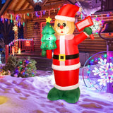 6Ft Christmas Inflatable Outdoor Decorations, Xmas Blow Up Santa Claus With Led Lights & Gift Box, Giant Christmas Infla