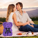 Artificial Rose Flower Bear,Perfect Romantic Gift For Her, Valentine'S Mother'S Day, Christmas, Birthday,Thanksgiving Party Anniversary Girl Friend Wife With Heart-Shaped Diamond,Purple.
