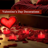 24 Pack Led Tea Lights Candles, Flickering Red Flameless Tealights, Long Lasting Battery Operated Fake Candles, Decoration For Wedding, Halloween And Christmas (Red - 24Pcs)