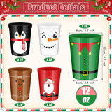 100 Pcs Plastic Christmas Cups 12 Oz Reusable Xmas Santa Elf Drinking Cups Disposables Christmas Coffee Mugs For Coffee Hot Chocolate Beer Ice Cream Party Supplies