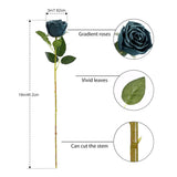 10Pcs Fake Roses Artificial Silk Flowers Faux Rose Flower Long Stems Bouquet For Arrangement Wedding Centerpiece Party Home Kitchen Decor(Peacock Blue)