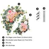 2Pcs Wedding Arch Flowers,Wedding Artificial Sign Flower,Welcome Easel Door Decor Wall Swags For Reception Backdrop Table Decorations Welcome Sign (Deep Pink)