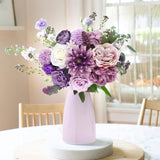 Artificial Purple Flowers Combo Silk Mix Peony Rose Hydrangea Fake Flowers W/Stem For Diy Wedding Bouquets Centerpieces Arrangements Table Party Bridal Baby Shower Home Fall Decor