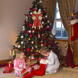 3 Rolls Merry Christmas Wired Edge Ribbons For Wreath Bows Crafting, Xmas Glitter Red Golden Winter Holiday Craft Ribbons For Gift Wrapping, Party Decorations, Ornaments