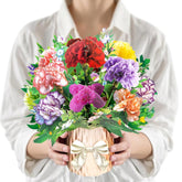 13.2 Inch Paper Flower Pop Up Cards, Flower Bouquet Card 3D Greeting Cards For Mother'S Day, Graduation, Anniversary, Birthday, Congratulations, Get Well, Home Decor, With Envelope And Note Carnation