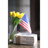 Welcome To Our Beautiful Chaos - Rustic Farmhouse Stacked Books - Set Of 4 Wooden Book Bundle - Farmhouse Home Decor - Housewarming Gift