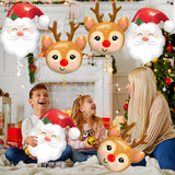 6Pcs Santa Claus Reindeer Elk Foil Balloons For Christmas Party Decorations, Reindeer Christmas Decoration