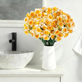 8 Bunches Artificial Daffodils Flowers 14.1 Inches Narcissus Spring Flower Faux Flowers For Home Decor Indoor Decorative For Home Garden Wedding Party(White & Yellow)