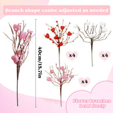 12 Pcs Valentine'S Day Decorations Valentines Picks Artificial Flowers Glitter Berry Flower Stems With Red Pink White Heart Picks Gifts For Wedding Candlelight Dinner
