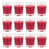 12 Pcs Unscented Glass Red Container Candle, Mini Party Light 5 Hour Burn Time 1.5 Inch X 1.75 Inch, Home Décor, Wedding Receptions, Occasions, Events, Festivities, Meditations, Prayers