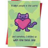 Funny Valentines Day Card,Valentines Day Cards Gifts For Him Her,Valentines Day Card For Husband Wife Boyfriend Girlfriend Fiance Fiancee Men Women With Cute Cat Holding Heart Design