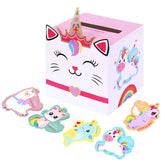 Valentines Day Box And Cards For Kids Classroom School Exchange, Great Valentines Gifts Party Favor Set For Boys Girls - 1 Mailbox, 32 Unicorn Cards, 1 Teacher Card