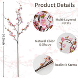 4 Pcs Cherry Blossom Branches Artificial Flowers For Spring Decor, 40 Inch Realistic Faux Flowers Long Stem Cherry Blossom For Indoor Home Wedding Party Table Centerpiece (Pink)