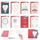 8Packs Valentines Day Cards Bulk Set With Red Envelopes, Romantic Floral & Heart Designs For Him,Husband,Wife,Kids Classroom,Friends, Funny & Sweet Greeting Cards For All Gifting Occasions