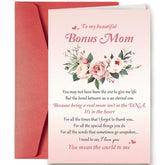 Heartfelt Mothers Day Card For Bonus Mom, Poem Loving Card For Stepmother, Bonus Mom Mothers Day Card From Husband Stepchild, Funny Bonus Mom Thank You Card