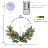 Flameless Candles With Remote And Timer Wreaths, Real Wax Battery Operated Wreaths With Led Flickering 3D Flame, Christmas Gift For Front Door Window Holiday Christmas Decor