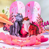 Cat Valentines Card - 3D Pop Up Valentines Day Card For Husband, Wife, Him, Her, Boyfriend, Girlfriend, 6X8 In Valentine Pop Up Cards For Adults - Anniversary Cards Perfect For Cat Lovers