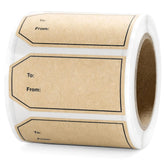 1"X2" To And From Gift Tag Stickers, 500Pcs/Roll Natural Kraft Name Tag Label Stickers For Christmas Holiday Valentine'S Day Weddings Present Gift Wrapping Cards Envelope Decoration Sealing