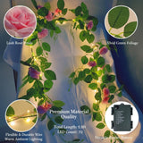 70 Led Artificial Rose Flower Garland With Lights Battery Operated With Timer & 8 Modes, 5.9 Ft Pink Flower Garland String Fairy Lights For Wedding Arch Party Garden Table Centerpiece Decor