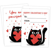 30 Pcs Heart Cat Valentines Days Cards For Boys Girls Classroom,Heart & Cat Themed Classroom Valentine'S Day Cards For Boys And Girls,Valentine'S Day Greeting Cards Gift Tags,11