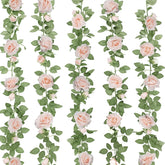 5Pcs 32.5Ft Pink Flower Garland Fake Rose Vines For Tea Party Mother'S Day Decorations Faux Artificial Floral Garland Hanging Rose Ivy For Baby Shower Wedding Arch Ceremony Outdoor Wall Decor
