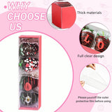 Bakery Packaging Supplies: 12Pack Red Chocolate Covered Strawberry Box For 4, Macaron Boxes, Long Treat Box For Truffles, Cookies, Ores, Chocolate Cocoa Bombs & Cake Ball