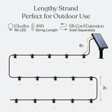 48FT Ambience Pro Solar Outdoor String Lights Commercial Grade Edison Patio Lights