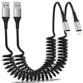 2 Pack 3FT Coiled USB to Lightning Cable MFi Certified Fast Charging CarPlay Cord