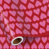 Valentine'S Day Wrapping Paper Roll, Mini Roll, Pink Heart Stripe Design, Red Gift Wrap For Girls, Wife, Wedding, Anniversary, Birthday, Valentine'S Day, Bridal Shower, 17 Inches X 16.4 Feet