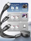 3 in 1 Retractable Multi Charging Cable for iPhone 17 16 15 Samsung Galaxy S25 Kindle Car Charger Cord