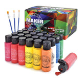 Maker Source Basics Acrylic Paint, 24 count, Multicolor 2oz Bottles