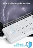 4000J Surge Protector Power Strip 12 Outlets 10 Ft Heavy Duty Extension Cord