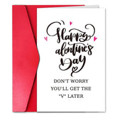 Special V Valentines Day Card For Him Men, Funny Valentine’S Day Card Greetings, Don’T Worry You’Ll Get The V Later Love Card For Husband Boyfriend