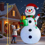 8Ft Christmas Inflatable Snowman Decoration, Led-Lighted Blow-Up Snowman With Gift Boxes, Suitable For Indoor & Outdoor
