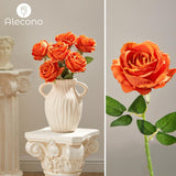 Fake Roses ??????????, 4In ?????? ???????????? Flower Head, Fall Orange Roses Artificial Flowers With Stems For Wedding Decorations, Silk Roses Bulk For Diy Home Party Decor