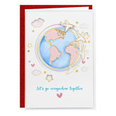Romantic Valentine'S Day Card - Sliding Design Anniversary Card With Envelope Gold Foil Romantic Birthday Sweetest Day Gift For Her Him - Let'S Go Everywhere Together