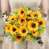 Artificial Sunflower Bouquets,2 Bunches Fake Flowers For Outdoors Baby Shower Home Wedding Fall Decor, Bride Holding Flowers,Diy Garden Craft Art Decor